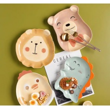 可爱卡通餐盘水果盘点心盘 盘子儿童托盘餐具6件套